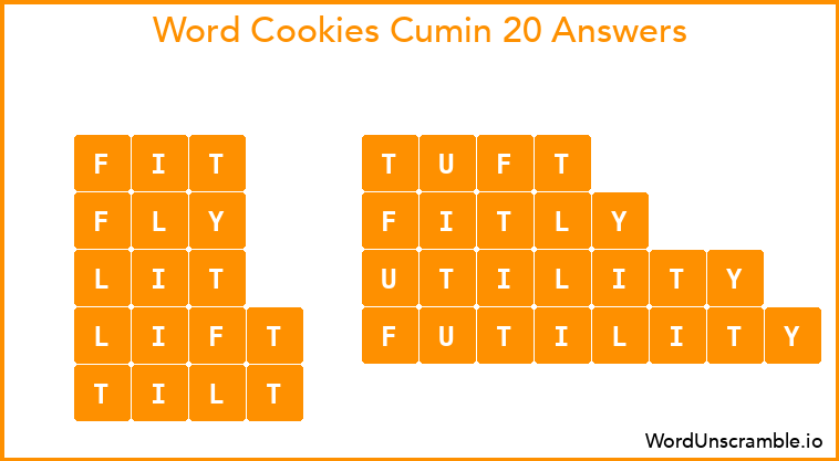 Word Cookies Cumin 20 Answers