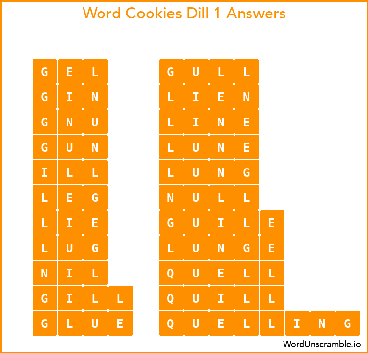 Word Cookies Dill 1 Answers