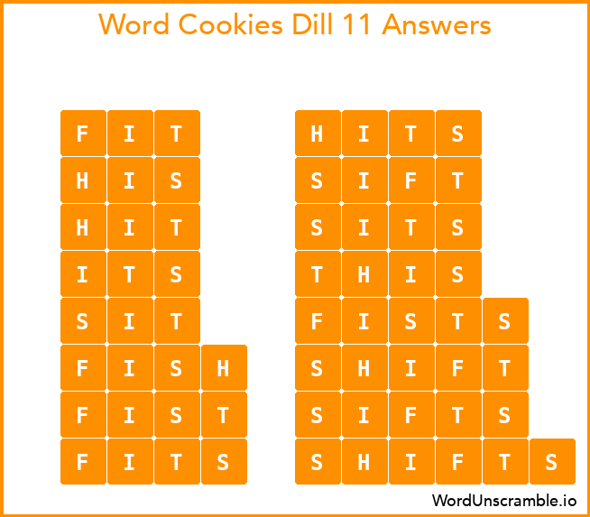 Word Cookies Dill 11 Answers