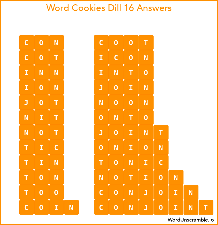 Word Cookies Dill 16 Answers
