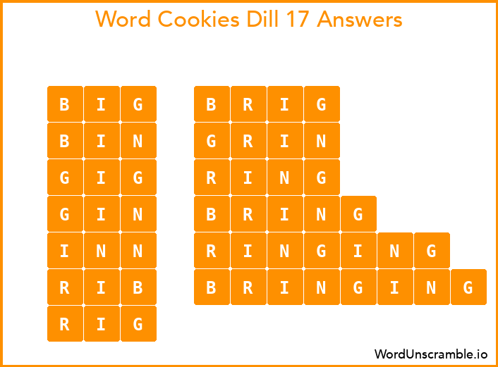 Word Cookies Dill 17 Answers