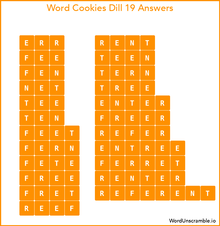 Word Cookies Dill 19 Answers