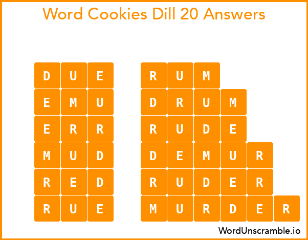Word Cookies Dill 20 Answers