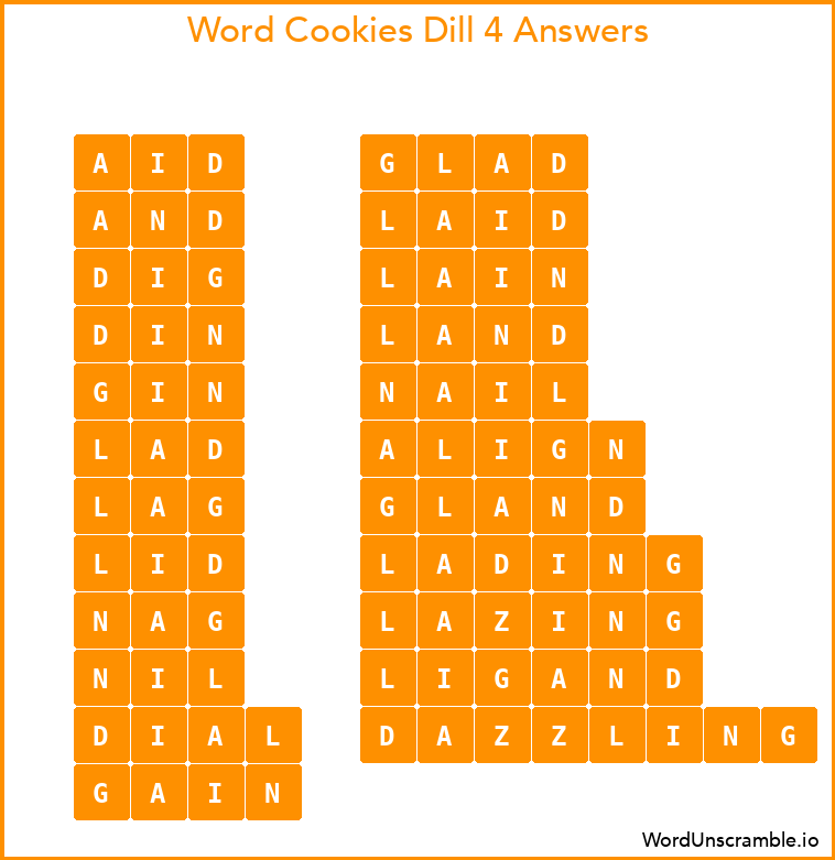 Word Cookies Dill 4 Answers