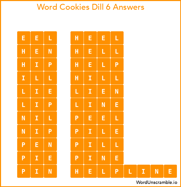 Word Cookies Dill 6 Answers