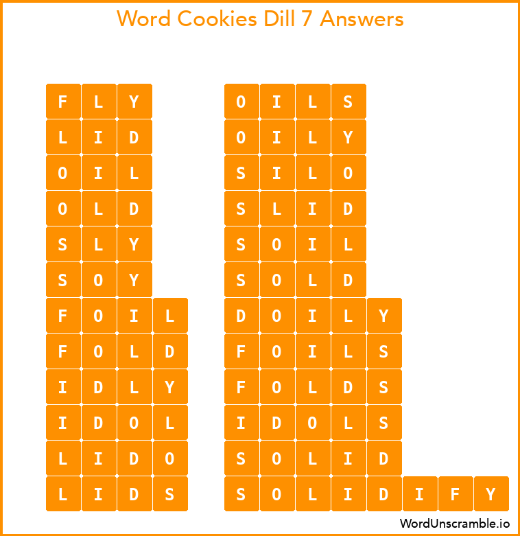 Word Cookies Dill 7 Answers