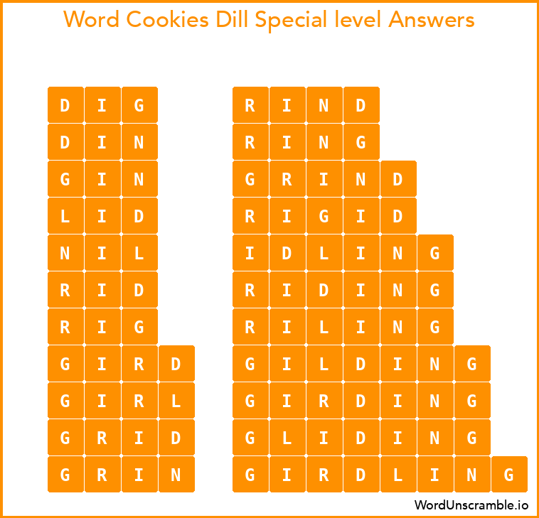 Word Cookies Dill Special level Answers