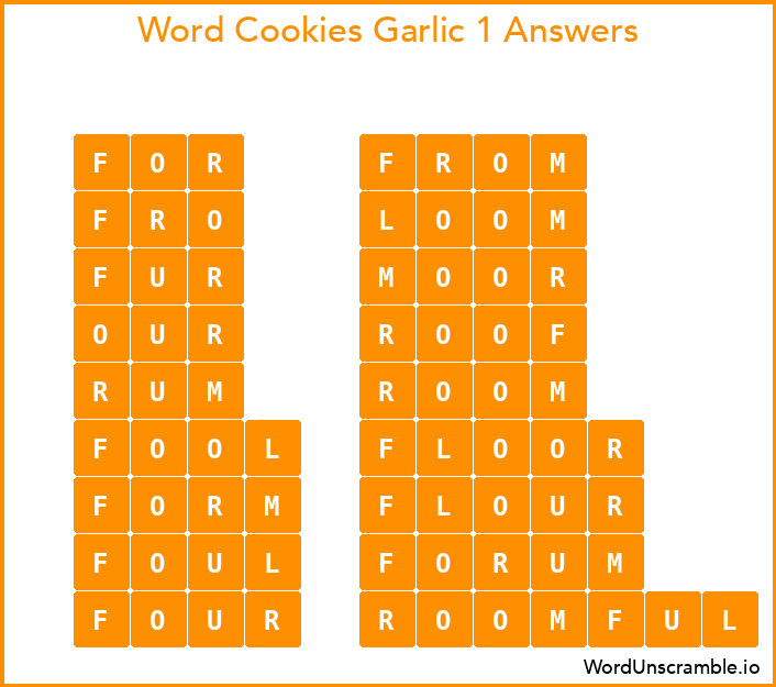 Word Cookies Garlic 1 Answers