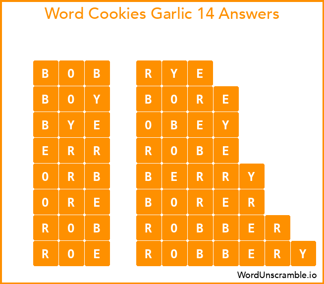 Word Cookies Garlic 14 Answers