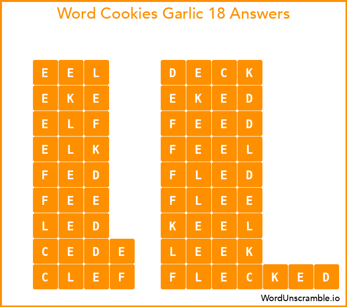Word Cookies Garlic 18 Answers