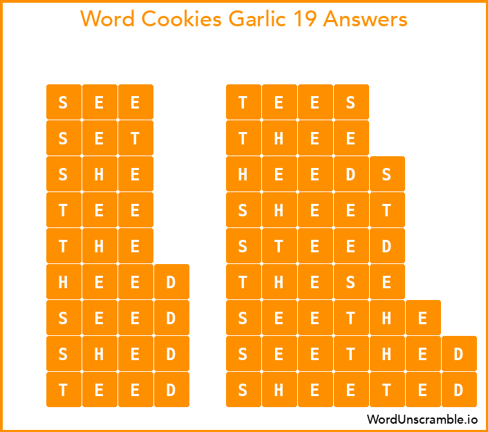 Word Cookies Garlic 19 Answers