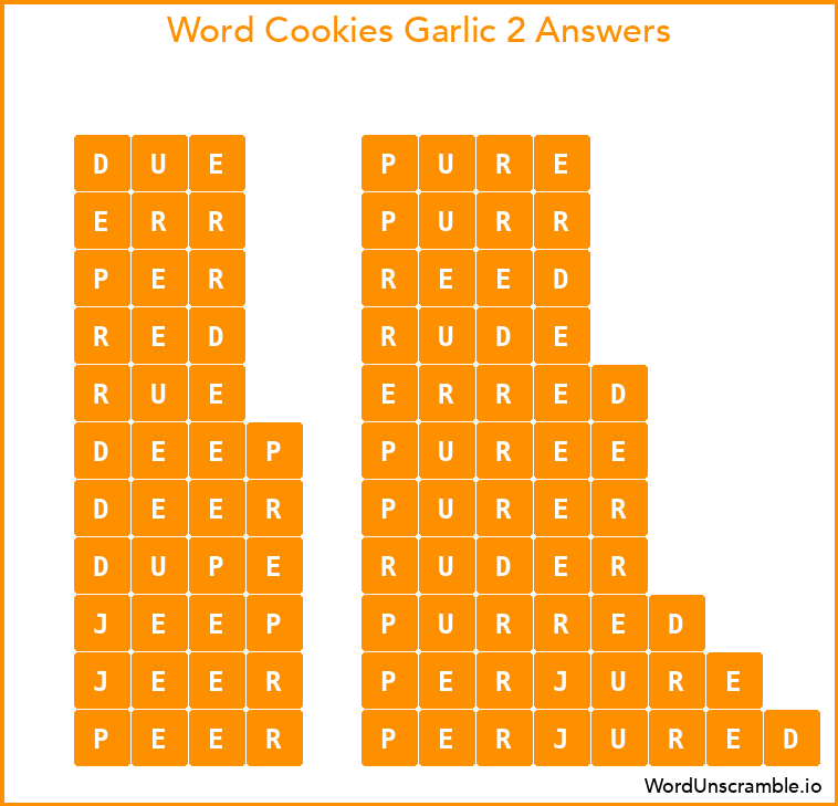 Word Cookies Garlic 2 Answers