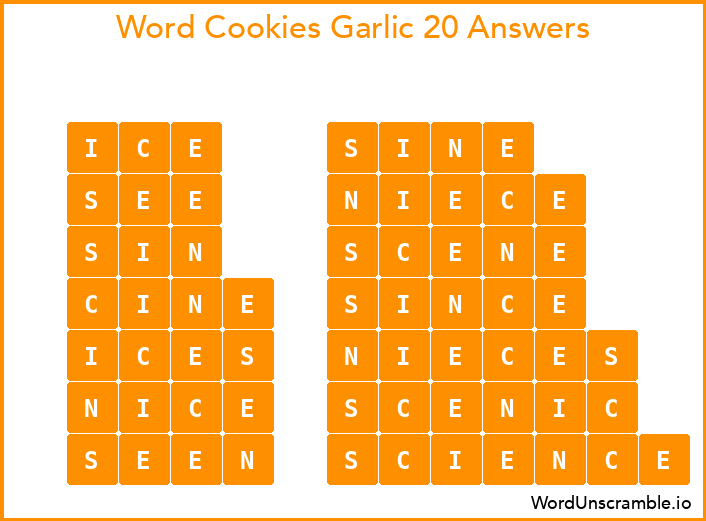 Word Cookies Garlic 20 Answers