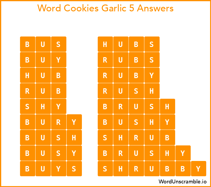 Word Cookies Garlic 5 Answers