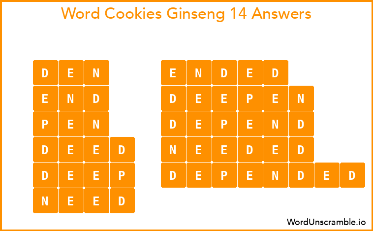 Word Cookies Ginseng 14 Answers