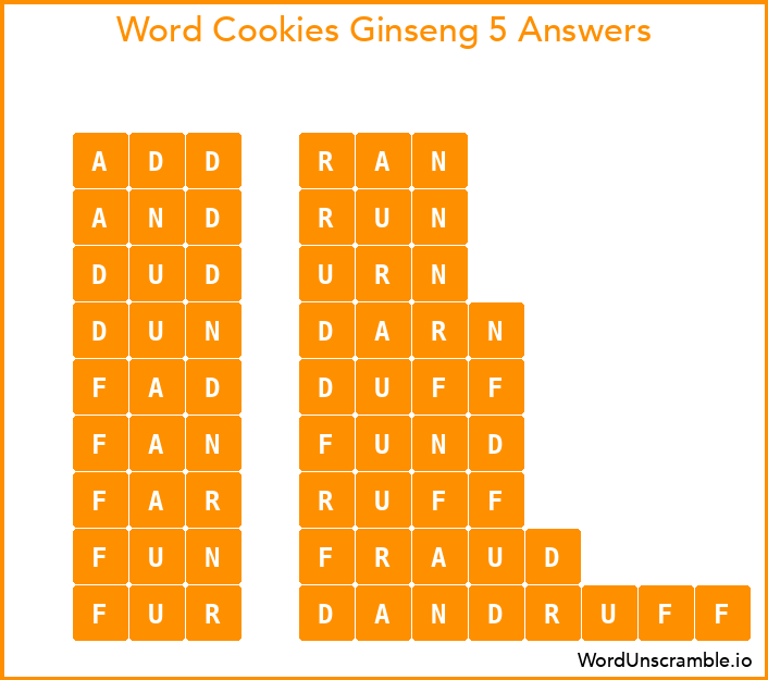 Word Cookies Ginseng 5 Answers