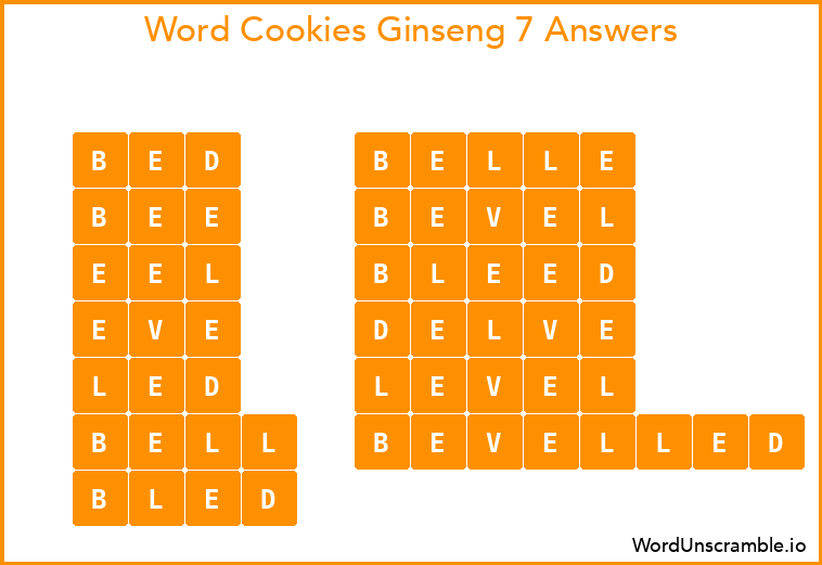 Word Cookies Ginseng 7 Answers