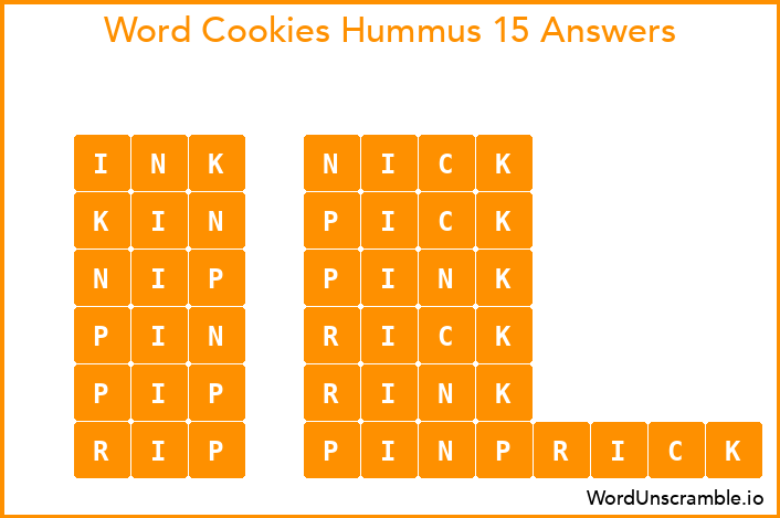 Word Cookies Hummus 15 Answers