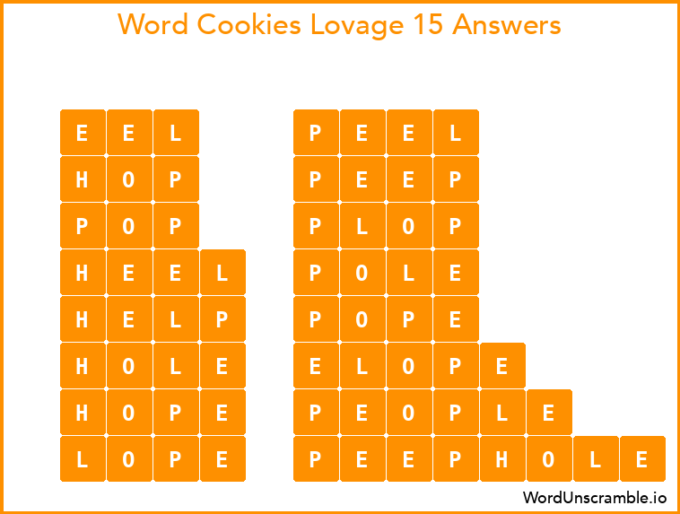 Word Cookies Lovage 15 Answers