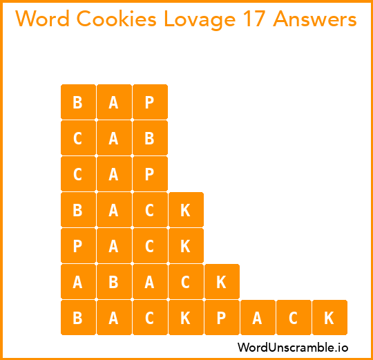 Word Cookies Lovage 17 Answers