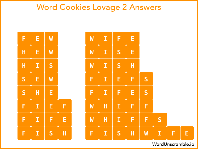 Word Cookies Lovage 2 Answers