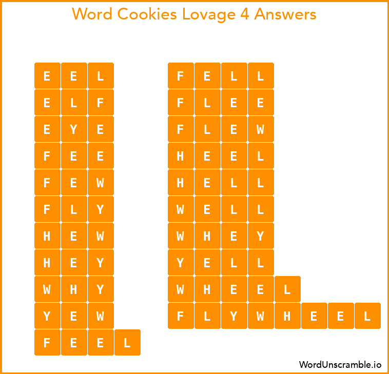 Word Cookies Lovage 4 Answers