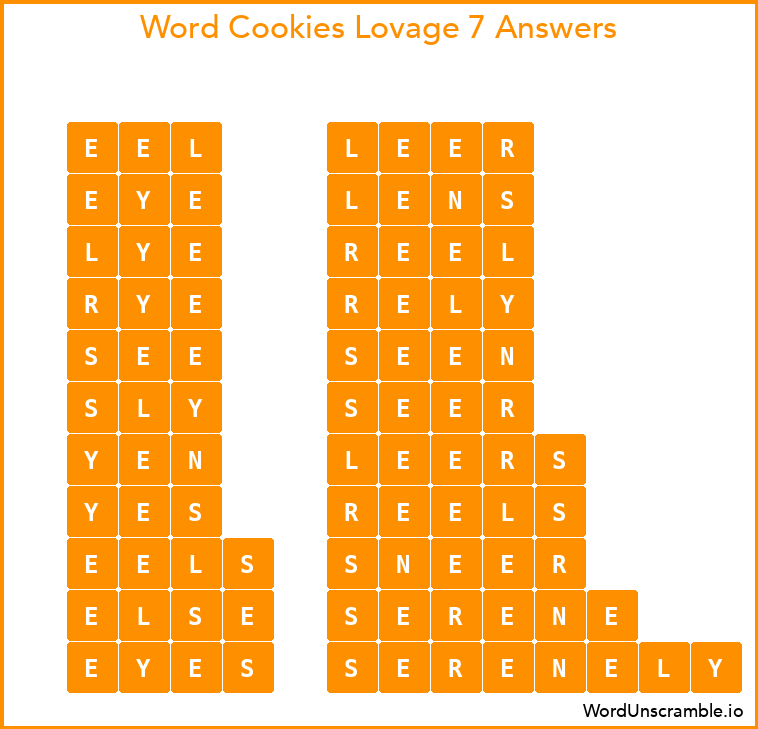 Word Cookies Lovage 7 Answers