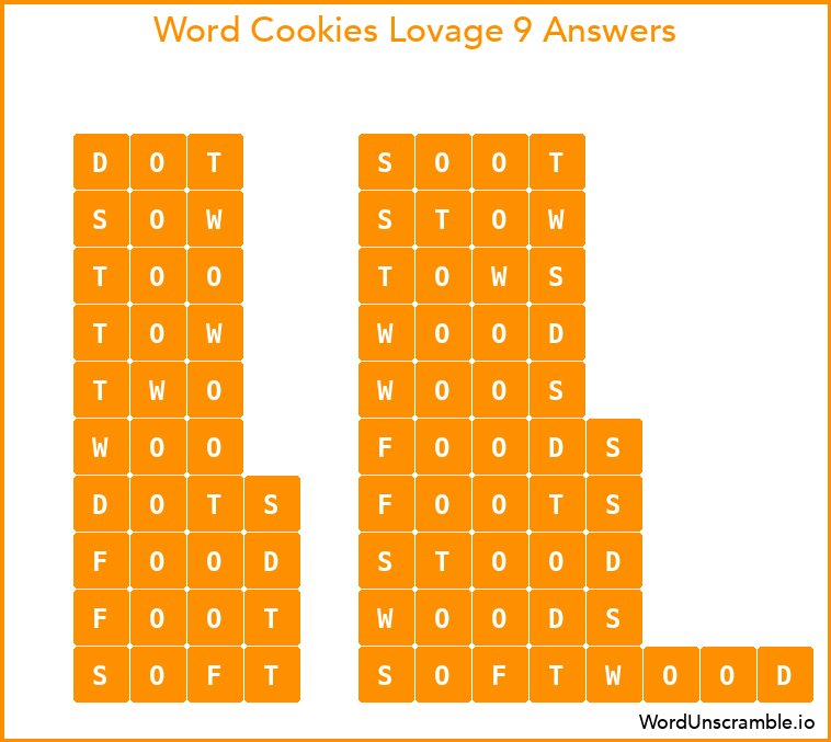 Word Cookies Lovage 9 Answers