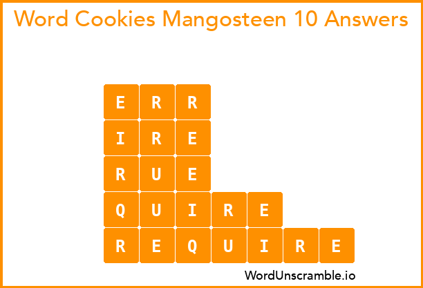 Word Cookies Mangosteen 10 Answers