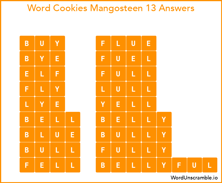 Word Cookies Mangosteen 13 Answers