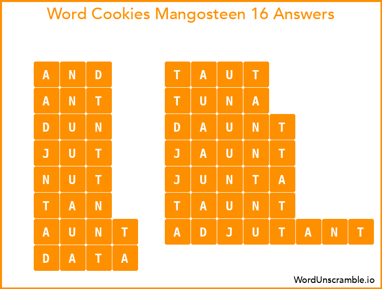 Word Cookies Mangosteen 16 Answers