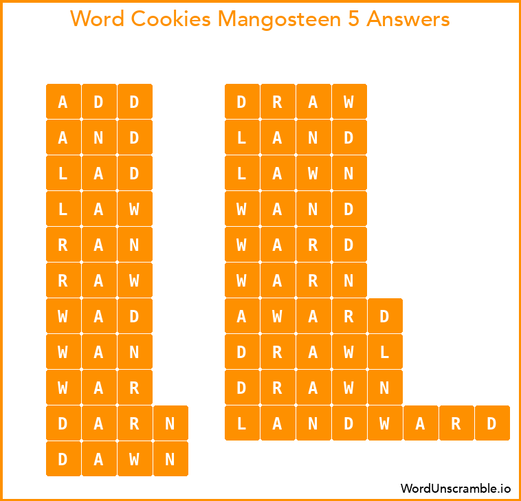 Word Cookies Mangosteen 5 Answers