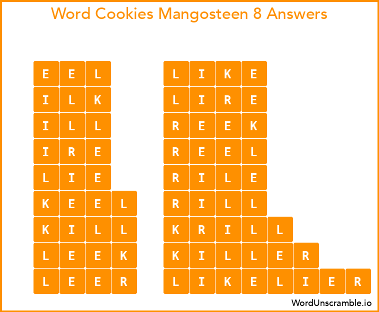 Word Cookies Mangosteen 8 Answers