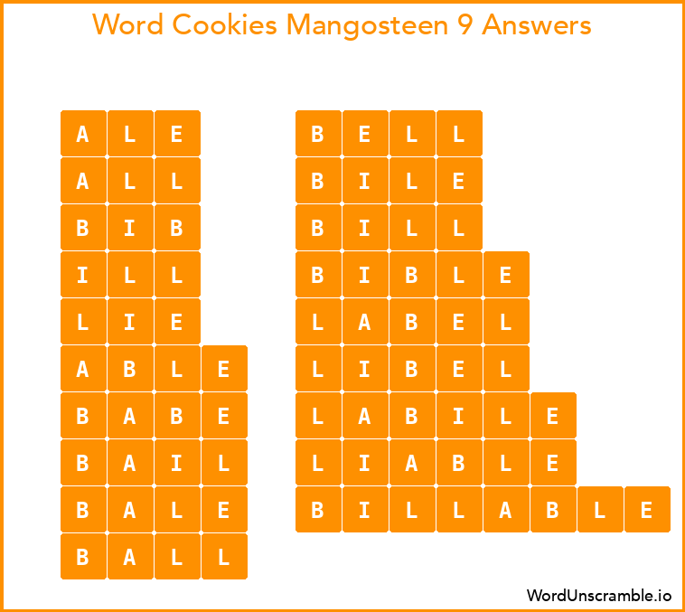 Word Cookies Mangosteen 9 Answers