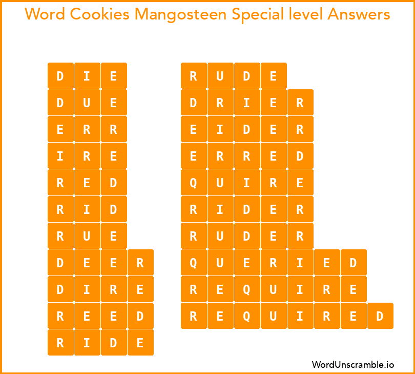 Word Cookies Mangosteen Special level Answers