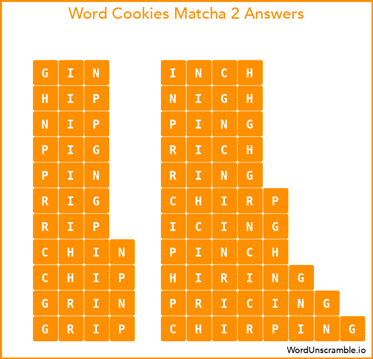 Word Cookies Matcha 2 Answers