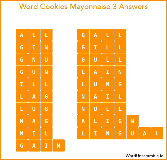 Word Cookies Mayonnaise 3 Answers