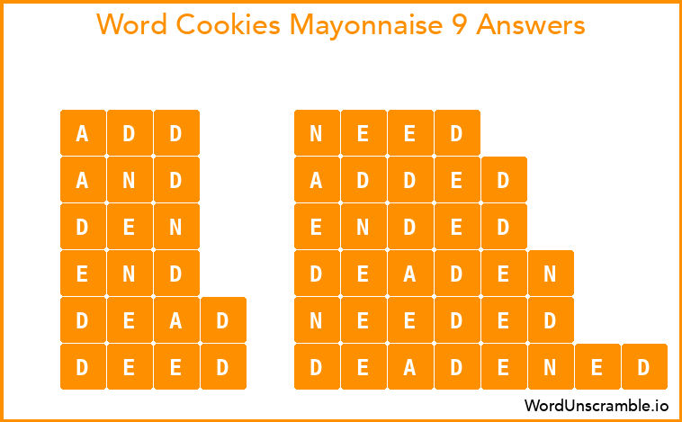 Word Cookies Mayonnaise 9 Answers