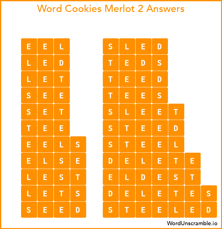 Word Cookies Merlot 2 Answers
