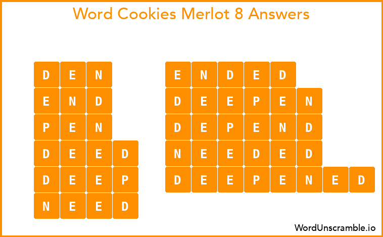 Word Cookies Merlot 8 Answers