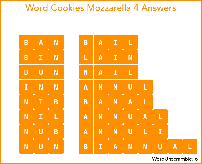 Word Cookies Mozzarella 4 Answers