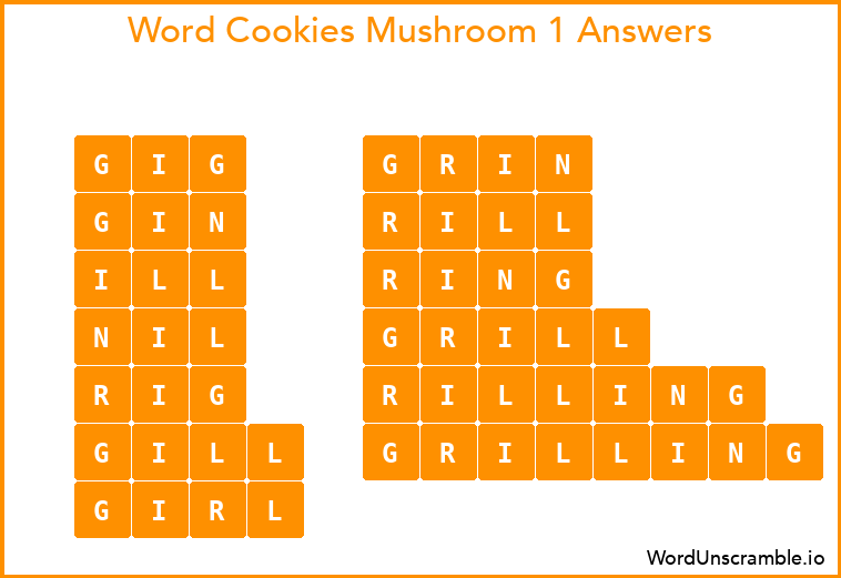 Word Cookies Mushroom 1 Answers