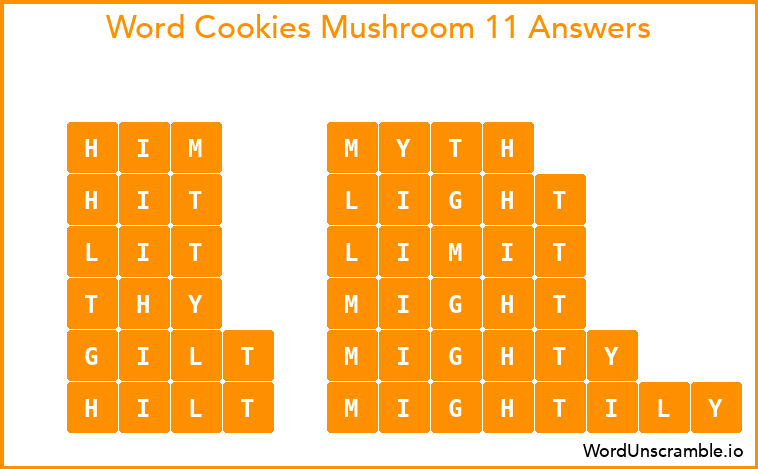 Word Cookies Mushroom 11 Answers