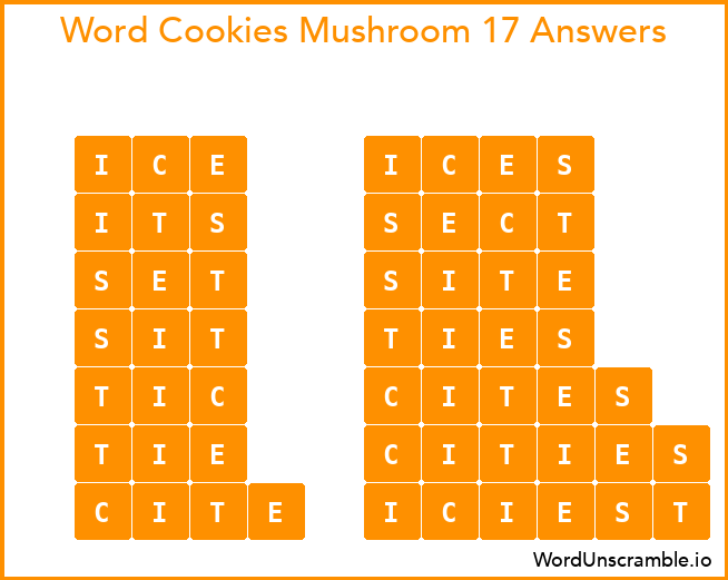 Word Cookies Mushroom 17 Answers