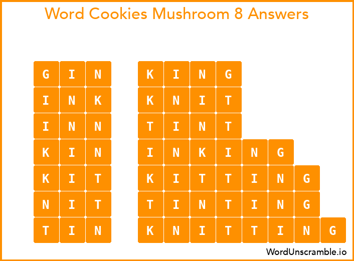 Word Cookies Mushroom 8 Answers