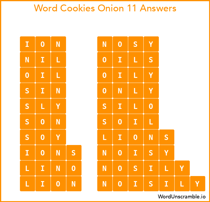 Word Cookies Onion 11 Answers