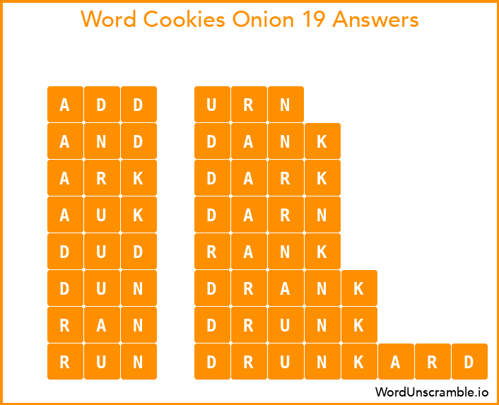 Word Cookies Onion 19 Answers