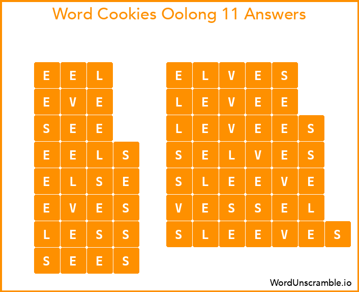 Word Cookies Oolong 11 Answers