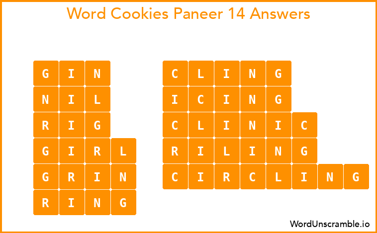 Word Cookies Paneer 14 Answers