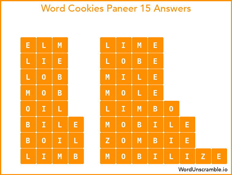 Word Cookies Paneer 15 Answers